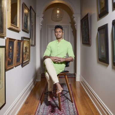AFR MAGAZINE - OTHER PASSIONS - NOVEMBER 2023 - YOUNG RICH - Dr prash Puspanathan, Co-Founder, Enosis Therapeutics whose Other Passion is collecting art. Photography by Nicole Reed